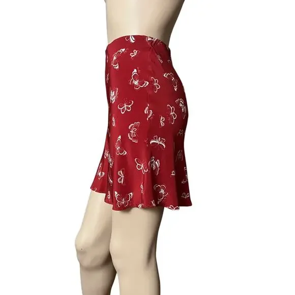 Realisation 100% Silk Par Cookies Mini Skirt S Butterfly Print Elastic Waist - Picture 6 of 9